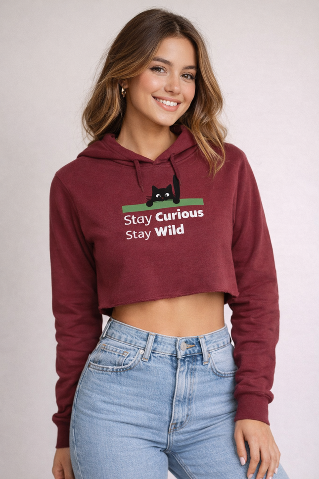 Stay Curious Stay Wild Women’s Crop Hoodie