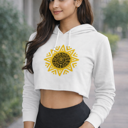 Sun Mandala Crop Hoodie for Women