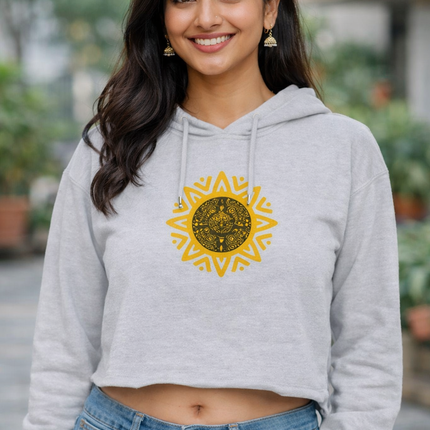 Sun Mandala Crop Hoodie for Women
